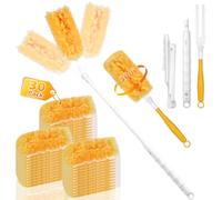 Set di 32 Pezzi di Ricariche per Magnete Antipolvere per Swiffer - Utilizzabile su Entrambi i Lati, Piumino Antipolvere per Swiffer, Set di Ricariche per Swiffer con 1 Manico e 1 Asta Telescopica