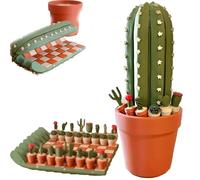 Set di 32 tavole da viaggio arrotolabili con stampa 3D, scacchiera con motivi di cactus, divertenti scacchi per gli amanti delle piante