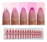 Set di 32 unghie artificiali adesive con punte francesi, punte corte a mandorla per ogni tono della pelle, unghie epossidiche sulle unghie