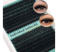 Set di 320 ciglie finte D-Curl, kit di estensioni ciglie fai-da-te, set di ciglie finte nere super spesse D-30D 40D 50D 60D 80D100D, set di ciglie nere per uso quotidiano, kit di estensioni ciglie D C