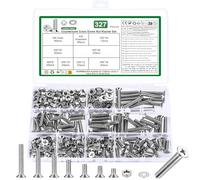 Set di 327 viti M5, viti a testa svasata e dadi, set di viti a testa piatta e dadi a croce, set di viti filettate con rondelle (argento, M5)