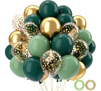 Set di 33 palloncini verde salvia e oro, palloncini metallizzati verde oliva scuro e oro da 10/12 pollici con foil, adatti per decorazioni di feste a tema giungla, compleanni, anniversari, feste, batt
