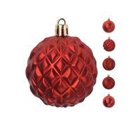 Set di 35 palline di Natale rosse con 5 disegni diversi Ø6 cm