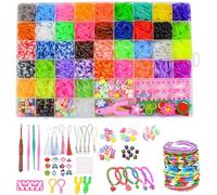 Set di 3500+ Elastici per Braccialetti di 8, 9, 10 e 11 Anni, Kit Braccialetti Fai da te Bambina Colorati per Bambini, Kit Braccialetti Elastici, Kit Elastic per Braccialetti con 40 Colori e lettere,