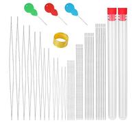 Set di 36 aghi per perle, 6 misure, 12 aghi per perle grandi e dritti, 24 pezzi e 2 bottiglie, ditale per bracciale, gioielli, artigianato e creazione di gioielli