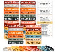 Set di 36 braccialetti motivazionali, regali per studenti per il rientro a scuola, braccialetti colorati in silicone ispiratori con biglietti ispiratori sacchetti di organza per studenti, insegnanti