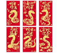 Set di 36 buste rosse per capodanno cinese 2025 con sei esclusivi design a serpente in rilievo dorati, per uso tradizionale festivo e denaro