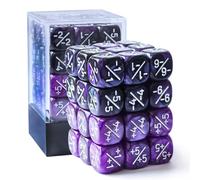 Set di 36 contatori per dadi positivi e negativi da 12 mm in marmo viola e nero Gemelli, dadi a gettone piccolo compatibili MTG, CCG, giochi di carte