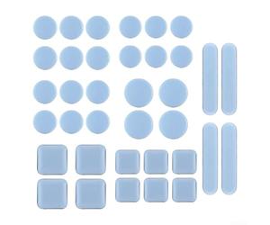 Set di 36 cursori blu per mobili, con forme miste, tra cui design rotondo, quadrato e rettangolare, per una facile installazione su divani, sedie e armadi