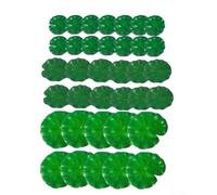 Set di 36 foglie di loto artificiali galleggianti in 3 misure per laghetti, acquari e giochi d'acqua da giardino, decorazione verde in plastica
