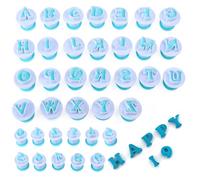 Set di 36 formine per biscotti a forma di lettere e numeri, spatola in silicone celeste, accessori per pasticceria, alfabeto