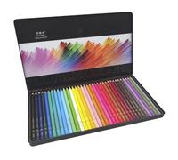 Set di 36 matite colorate in legno forma rotonda professionale in scatola metallica