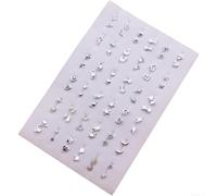 Set di 36 paia di mini orecchini a perno in plastica, stili misti, leggeri, con ago per colla, per donne e ragazze, da indossare tutti i giorni, 5-7 mm (A)