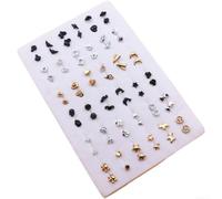 Set di 36 paia di mini orecchini a perno in plastica, stili misti, leggeri, con ago per colla, per donne e ragazze, da indossare tutti i giorni, 5-7 mm (D)