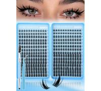 Set di 360 ciglia finte a grappolo stile cartoni animati manga, include pinzette e pennello da trucco, extension ciglia singole fai-da-te effetto bagnato a punta 10-20 mm, ciglia finte segmentate 3D i