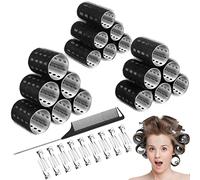 Set di 37 bigodini termici in alluminio, 3 misure, 18 clip per becco d'anatra, pettine per acconciature, per donne e uomini (2,8 cm, 3,8 cm, 4 cm, 4 cm, nero)