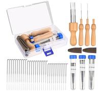 Set di 38 aghi per feltro a secco, kit di base con manico in legno, per principianti o professionisti