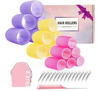 Set di 38 bigodini per capelli, auto-aderenti, per capelli lunghi, medi e corti, bigodini grandi grandi, 18 rulli in velcro, 18 clip in metallo, 1 pettine e 1 custodia, confezione regalo (3 misure 6,3