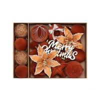 Set di 38 ornamenti per albero di Natale floccati con palline e fiori, decorazioni in plastica per albero di Natale, vento, porte e decorazioni per feste, facili da appendere con corda e fibbia