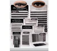 Set di 380 ciglia finte, include 10D-150D, diametro 8-16mm, con colla per ciglia, pinzette e pennello, confortevole e naturale da indossare, senza sensazione di corpo estraneo nell'area degli occhi, a