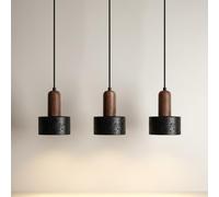 Set Di 3De a Sospensicilindriche in Pietra Nera,A Sospensigiapponese in Travertino Sopra L'Isola Della Cucina,In Stile Metà Secolo per Sala da Pranzo