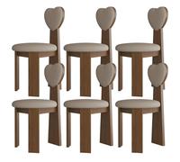 Set di 4/2/6 sedie da pranzo moderne Mid-Century, in legno massello, con schienale imbottito in pelle e tessuto, ideali per cucina, sala da pranzo, soggiorno, ufficio (colore noce e kaki scuro 6)