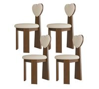 Set di 4/2/6 sedie da pranzo moderne stile metà secolo, in legno massello, imbottite, con cuscini in pelle e schienali in tessuto, ideali per cucina, sala da pranzo, soggiorno, ufficio (colore noce +