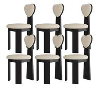 Set di 4, 2 e 6 sedie da pranzo moderne in legno massello, con cuscini, schienale in pelle e tessuto, per cucina, sala da pranzo, soggiorno, ufficio (colore: nero e cachi chiaro 6)