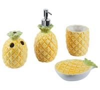 Set di 4 Accessori Bagno in Ceramica giallo e verde a forma di ananas Maicao