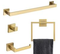 Set di 4 accessori da bagno in acciaio inossidabile di alta qualità in oro spazzolato Set di accessori da bagno quadrati a parete