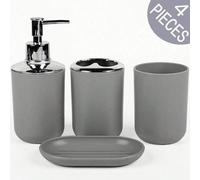 Set di 4 accessori per il bagno di lusso, in plastica e acciaio inossidabile, set da bagno composto da flaconi per lozione, portaspazzolino, bicchiere per dentifricio, portasapone, ideale come regalo