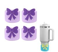 Set di 4 accessori Stanley Cup con copertura per cannuccia Stanley Cup e grazioso fiocco in silicone, manicotto di protezione riutilizzabile in silicone per Stanley Cup accessori, 30 e 40 Oz (L)