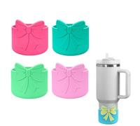 Set di 4 accessori Stanley Cup con copertura per cannuccia Stanley Cup e grazioso fiocco in silicone, manicotto di protezione riutilizzabile in silicone per Stanley Cup accessori, 30 e 40 Oz (E)