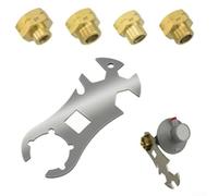 Set di 4 adattatori per bombole del gas, in acciaio inox, da campeggio, per | 4 dimensioni adattatori, acciaio inossidabile, compatibile con dispositivi UE, ideale per campeggio e roulotte