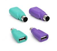 Set di 4 adattatori USB a PS2 per tastiera e mouse, Plug & Play Mini DIN 6 | Adattatore USB PS2 per PC retrò, cavo adattatore USB a PS2, collega tastiera e mouse, verde/viola.