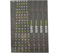 Set di 4 adesivi adesivi per tastiera di basso e chitarra, aiuto per l'apprendimento a 4 e 5 corde, visualizzazione degli accordi, facile applicazione, rimovibile, nero, 198 x 88 mm, per principianti