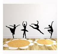 Set di 4 adesivi da parete con sagoma di ballerine, per studio di danza, camera dei bambini, decorazione per camera da letto, poster 57 x 21 cm