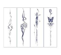 Set Di 4 Adesivi Per Tatuaggi A Farfalla, Impermeabili, Di Lunga Durata, Sexy, Per La Colonna Vertebrale, Lettere Inglesi, Succo Simulato A Base Di Erbe, Semipermanente