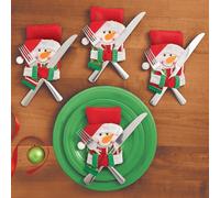 Set Di 4 Adorabili Portatovaglioli Di Natale Frosty The Snowman Con Tovaglioli