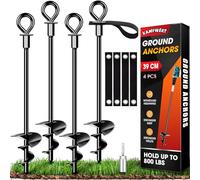 Set di 4 ancoraggi da terra per trampolini con cinghie, kit di ancoraggio per tende, altalene, tettoie, kit di ancoraggio per trampolini in metallo resistente ai venti forti