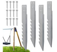 Set di 4 ancoraggi per la riparazione di pali di recinzione, in metallo, con viti, da giardino, per casette, giardino e stabilizzazione