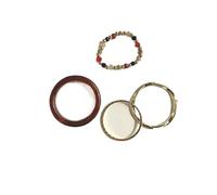 Set di 4 anelli con perline geometriche irregolari, in resina, stile retrò, elastici per nocche, gioielli per donne, regali alla moda per feste