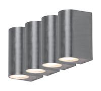 Set di 4 applique LED ALU Up Down illuminazione per facciate patio lampade da esterno argento