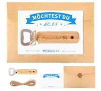 Set di 4 apribottiglie, apribottiglie in legno naturale, apribottiglie con manico in legno, ideale come regalo per battesimi e uomini