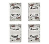 Set di 4 asciugamani da cucina con scritta "Welcome Farmhouse Rustic Farm House Fall White" in microfibra ad asciugatura rapida per asciugare i piatti, 40,6 x 61 cm