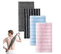 Set di 4 asciugamani da doccia esfolianti, 100 x 25 cm, spugna a rete extra lunga con texture su entrambi i lati, asciugamano esfoliante corpo con ioni d'argento, guanto da doccia per uomini e donne