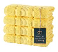 Set di 4 asciugamani in cotone turco di alta qualità, assorbenti e super morbidi, colore: giallo