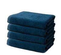 Set di 4 Asciugamani Viso 50x100 cm | Piccoli Teli de Doccia per Ospiti e Mani | 100% Cotone | Spugna Morbido e Assorbente | 500g/m2 | Hotel e B&B | Oeko-TEX | Ôhm | Blu scuro