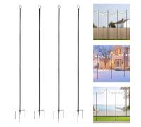 Set di 4 aste luminose per esterni, asta in metallo da 3 m, per ghirlanda di luci, asta esterna stabile con forcella e punta, per giardino, terrazza, balcone, matrimoni, feste, illuminazione natalizia