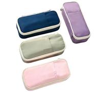 Set di 4 astucci retrattili, portapenne in piedi per studenti, borsa multifunzionale di grande capacità con doppia cerniera, tessuto in poliestere, 22,1 cm, rosa, viola, blu scuro, verde chiaro